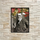 Quadro Decorativo Freud Com Flores 45x34cm - Com Vidro Moldur