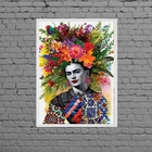 Quadro Decorativo Frida Com Flores 45x34cm - Com Vidro Moldur