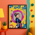 Quadro Decorativo Frida Elegante - Cores Vibrantes 24x18cm -