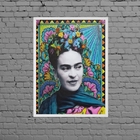 Quadro Decorativo Frida Patchwork 24x18cm - Com Vidro Moldura