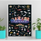 Quadro Decorativo Friends Ícones 33x24cm Moldura:madeira Preta