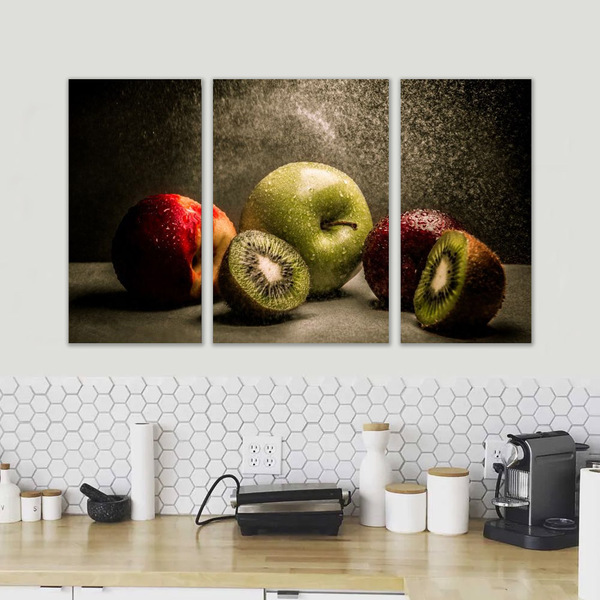 Quadro Decorativo Frutas 3 Peças Para Sala E Cozinha
