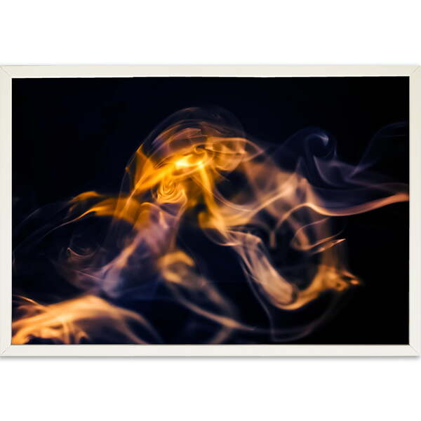 Quadro Decorativo Fumaça Iii Moldura Sem Vidro Branco