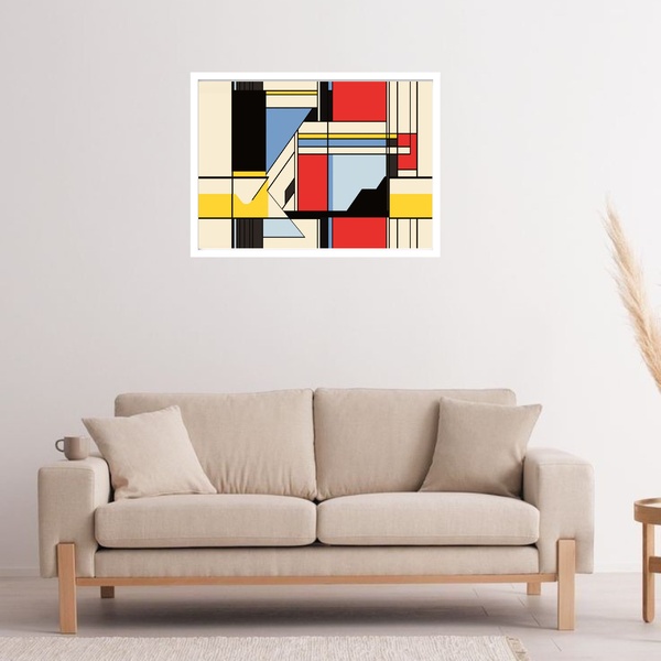 Quadro Decorativo Fundo Amarelo Claro Abstrato  - 50x70cm Mol