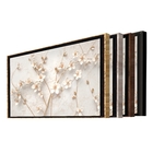 Quadro Decorativo Galhos Florais Moldura Dourada E Vidro 90x60