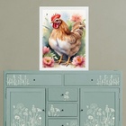 Quadro Decorativo Galinha - Aquarela 24x18cm Moldura Preta