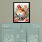 Quadro Decorativo Galinha - Aquarela 45x34cm - Com Vidro Mold
