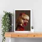 Quadro Decorativo Galinha Disfarçada 33x24cm Moldura Preta