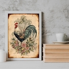 Quadro Decorativo Galo Country Retrô 45x34cm - Com Vidro Mold