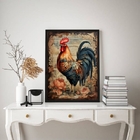Quadro Decorativo Galo Country Vintage 45x34cm - Com Vidro Mo