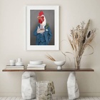 Quadro Decorativo Galo Doido - 60x48cm Moldura:madeira Branca