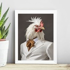 Quadro Decorativo Galo Elegante 45x34cm - Com Vidro Moldura:m