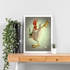 Quadro Decorativo Galo Ninja 24x18cm Moldura Preta