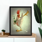 Quadro Decorativo Galo Ninja 33x24cm - Com Vidro Moldura Preta