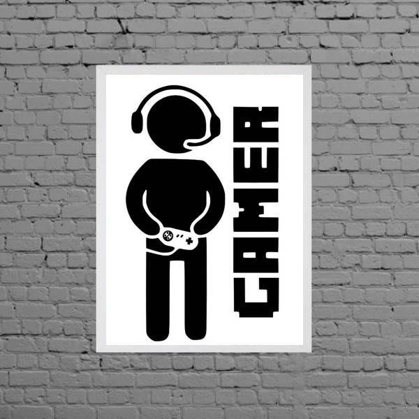 Quadro Decorativo Gamer 24x18cm Moldura:madeira Preta
