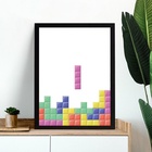 Quadro Decorativo Gamer Tetris 33x24cm - Com Vidro Moldura Pr