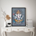 Quadro Decorativo Ganesha Fundo cinza 24x18cm - Com Vidro Mol