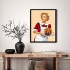Quadro Decorativo Garçonete Bolo Vintage  - 70x50cm Moldura P