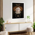 Quadro Decorativo Garotinha Coroa Fone  - 70x50cm Moldura Pre