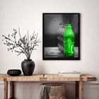 Quadro Decorativo Garrafa Verde  - 70x50cm Moldura Branca