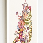 Quadro Decorativo Gata Jardim  - 70x50cm Moldura Preta