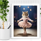 Quadro Decorativo Gatinha Bailarina 45x34cm - Com Vidro Moldu