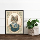 Quadro Decorativo Gatinha Clássico Vintage 45x34cm - Com Vidr