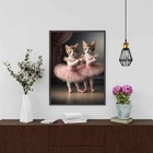 Quadro Decorativo Gatinhas Bailarinas 24x18cm - Com Vidro Mol