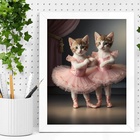 Quadro Decorativo Gatinhas Bailarinas 45x34cm - Com Vidro Mol