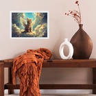 Quadro Decorativo Gatinho Anjo 45x34cm - Com Vidro Moldura Pr