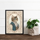 Quadro Decorativo Gatinho Clássico Vintage 33x24cm - Com Vidr