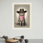Quadro Decorativo Gatinho Cowboy 24x18cm - Com Vidro Moldura