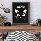 Quadro Decorativo Gatinho Meow 45x34cm - Com Vidro Moldura:ma