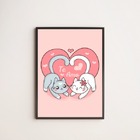 Quadro Decorativo Gatinhos Te Amo 33x24cm - Com Vidro Moldura