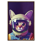 Quadro Decorativo Gato Astronauta Moldura Cx Alta 100x66 - Mo