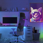 Quadro Decorativo Gato Astronauta Moldura Cx Alta 100x66 - Mo