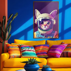 Quadro Decorativo Gato Astronauta Moldura Cx Alta 100x66 - Mo