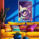 Quadro Decorativo Gato Astronauta Moldura Cx Alta 40x60 - Mol