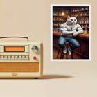 Quadro Decorativo Gato Bombado 45x34cm - Com Vidro Moldura Pr