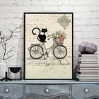 Quadro Decorativo Gato Com Bicicleta 33x24cm - Com Vidro Mold