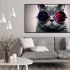 Quadro Decorativo Gato De Óculos 40x60 Com Moldura E Vidro