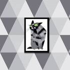 Quadro Decorativo Gato Desconfiado 24x18cm - Com Vidro Moldur