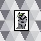 Quadro Decorativo Gato Desconfiado 24x18cm Moldura:madeira Pr