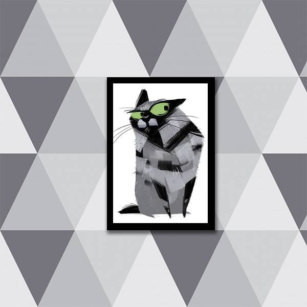 Quadro Decorativo Gato Desconfiado 45x34cm A3 (45 X 34)