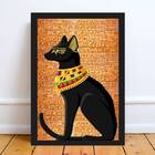 Quadro Decorativo Gato Egípcio Bastet 45x34cm Moldura:madeira