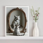 Quadro Decorativo Gato Espelho Tigre 45x34cm - Com Vidro Mold