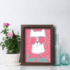 Quadro Decorativo Gato Fun Cat 22x32cm Moldura Marrom