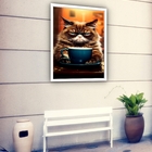 Quadro Decorativo Gato Mal-humorado Café  - 70x50cm Moldura B
