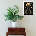 Quadro Decorativo Gato Místico 24x18cm Moldura Preta