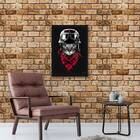 Quadro Decorativo Gato Motoqueiro 45x34cm - Com Vidro Moldura